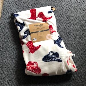 Wrangler Red and Blue Cowboy Boot and Hat Print Plush Throw